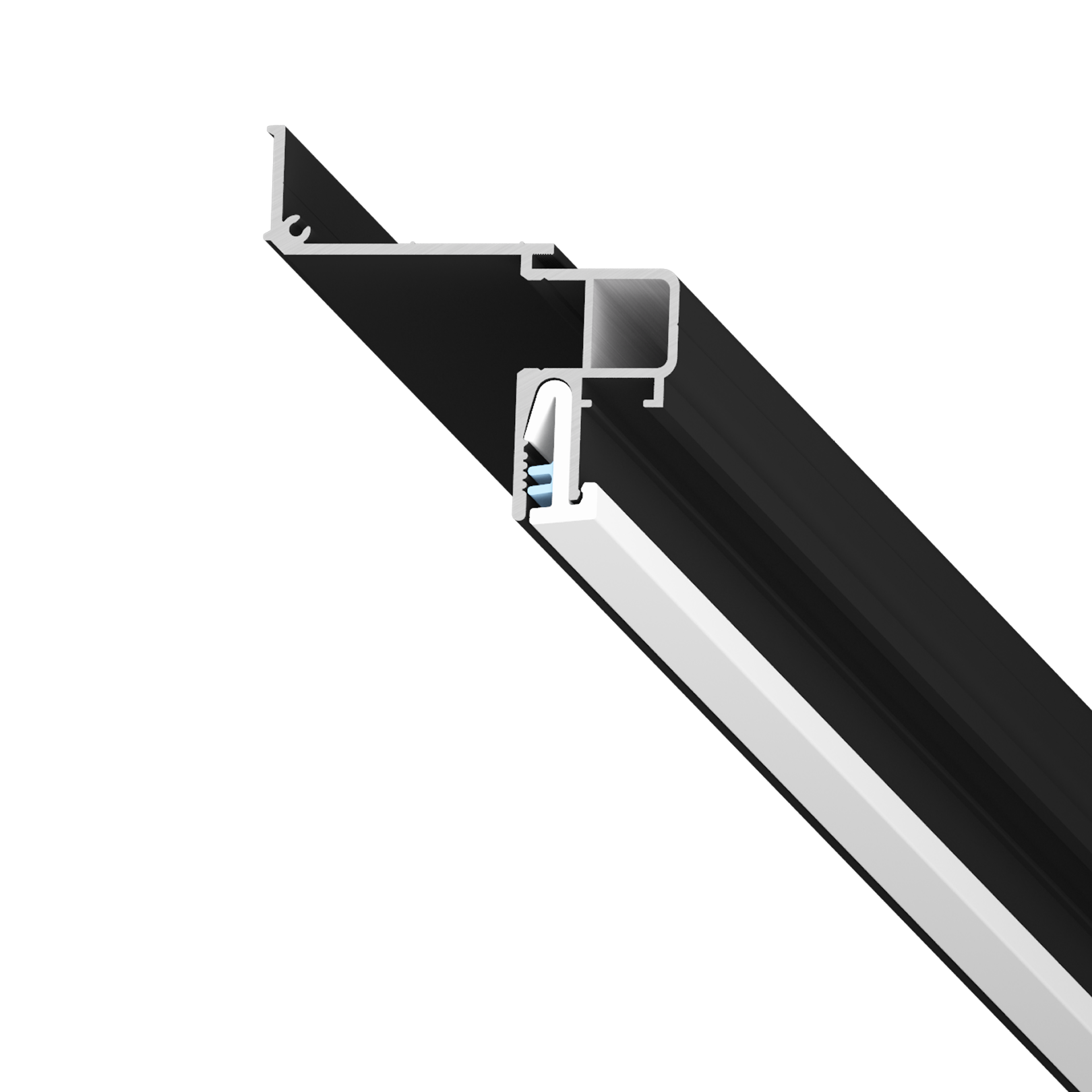 Профиль LumFer Clamp Radium mini парящий под рассеиватель демпферная система Черный (2,0м)